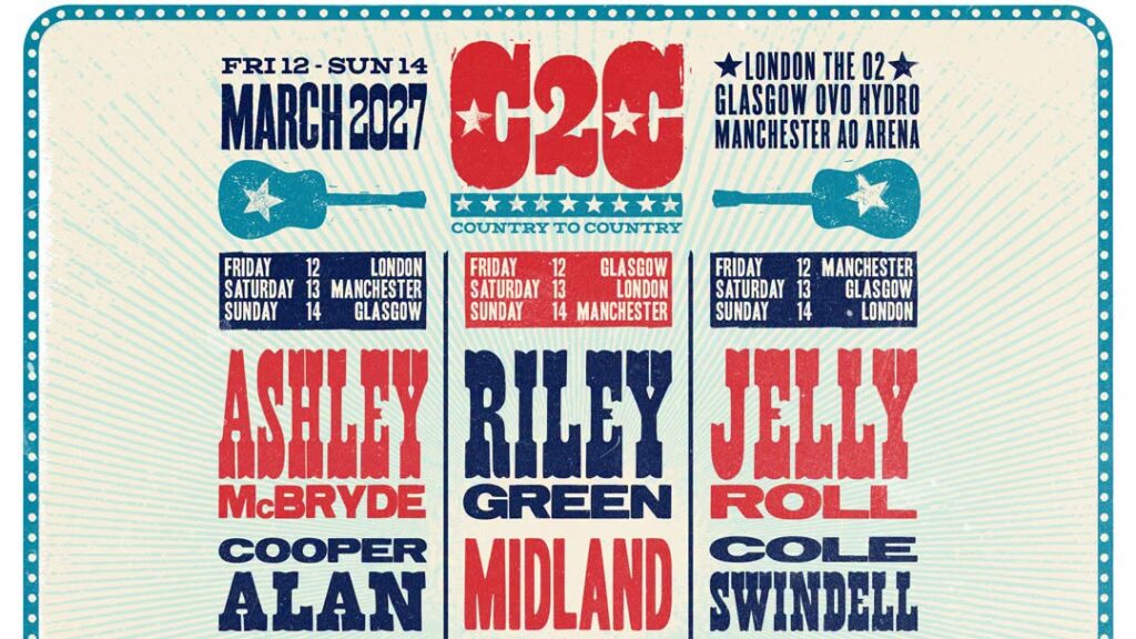 C2C 2027 announces Ashley McBryde, Riley Green and Jelly Roll as headliners. maverick-country.com